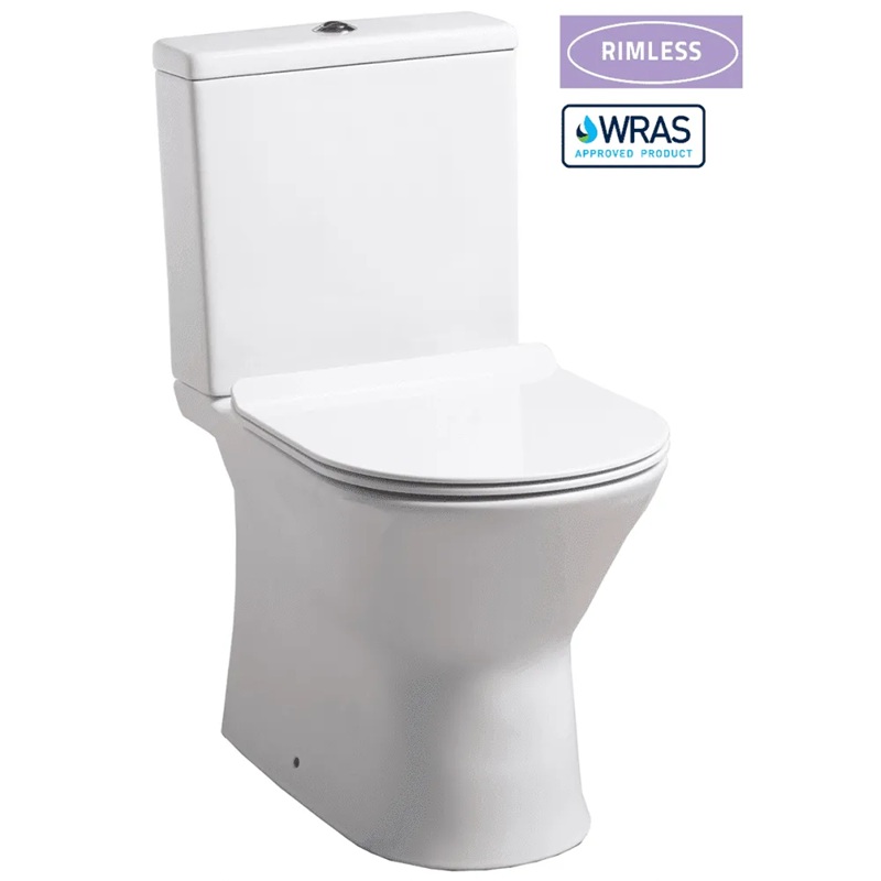 Venice Rimless Close Coupled Pan & Soft Close Seat - Closed Sides